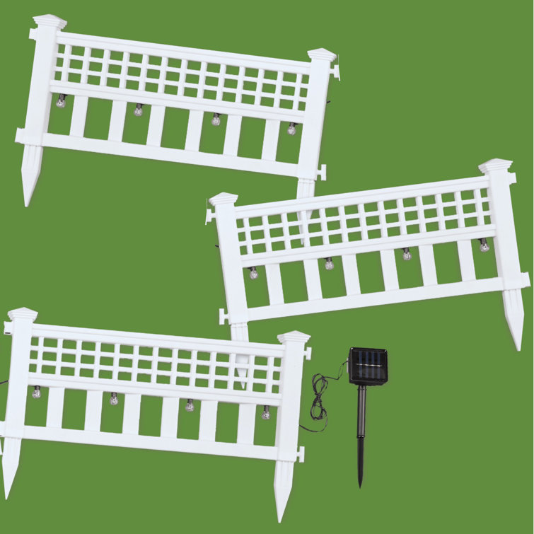 Winston Porter Solar Powered White Garden Border Fence Set Of 3